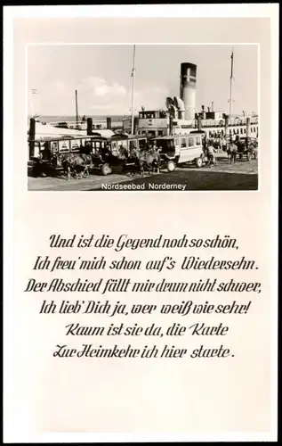 Norderney Schiffe/Schifffahrt - Dampfer Hafen Pferdekutschen 1956