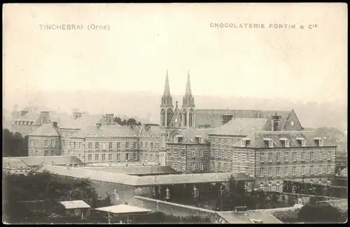 CPA Tinchebrai CHOCOLATERIE FORTIN & CIE; Ortspanorama 1910