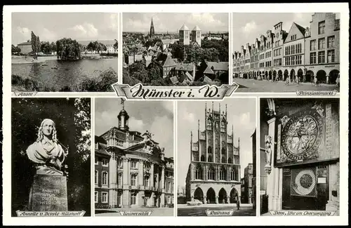 Münster (Westfalen) Prinzipalmarkt, Universität, Rathaus uvm. 1960