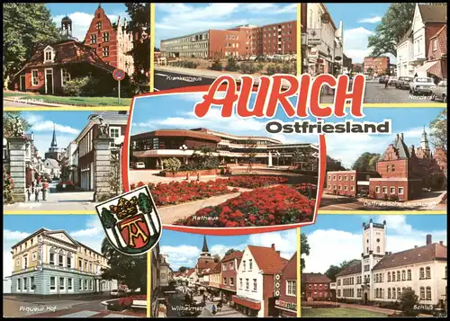 Aurich-Leer Ostfriesland  Rathaus, Wilhelmstrasse Krankenhaus, Nordertraße 1988