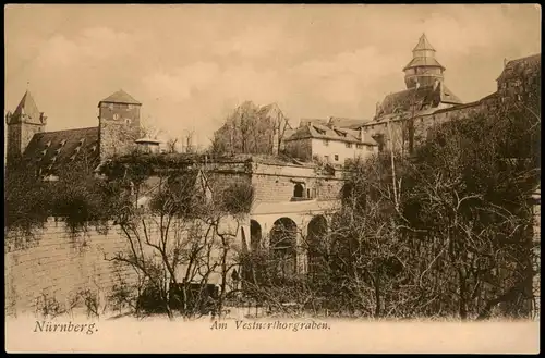 Ansichtskarte Nürnberg Am Vestnerthorgraben. 1908