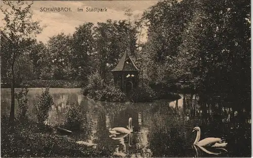 Ansichtskarte Schwabach Im Stadtpark - Schwanenhaus 1929