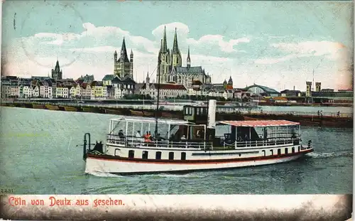 Ansichtskarte Köln Dampfer Fahrgastschiff, Behelfsbrücke 1908