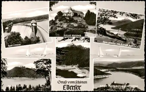 Ansichtskarte Asel-Vöhl Mehrbild-AK Edersee und Schloss Waldeck 1960