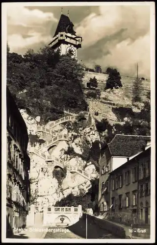 Ansichtskarte Graz Schlossbergstiege. - Fotokarte 1936