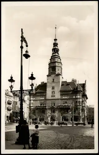 Postcard Troppau Opava Oberring, Geschäfte Autos 1928