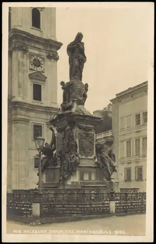 Ansichtskarte Salzburg Domplatz und Mariensäule 1927
