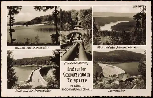 Forbach (Baden) Schwarzenbach-Talsperre im Schwarzwald (Mehrbildkarte) 1960