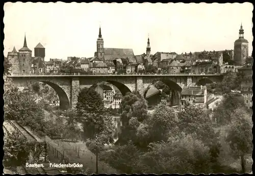 Ansichtskarte Bautzen Budyšin Friedensbrücke Stadt Panorama 1967