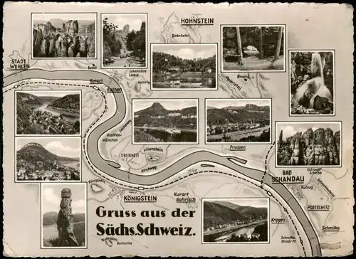 .Sachsen Sächsische Schweiz DDR Mehrbild-AK div. Orte  Elbe 1962