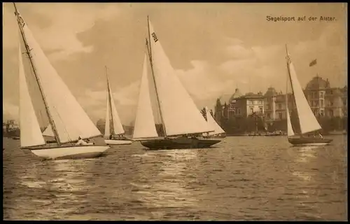 Ansichtskarte Hamburg Segelsport auf der Alster - Segelboote 1913