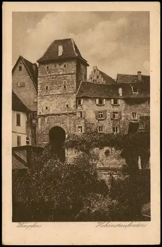 Ansichtskarte Bad Wimpfen Partie am Hohenstaufentor 1925