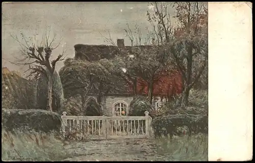 Künstlerkarte Künstler F. Hoffmann-Fallersleben "Abendstunde" 1916 gel  ALTONA