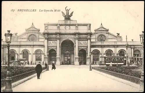 Postkaart Brüssel Bruxelles Gare du Midi (Bahnhof) 1910