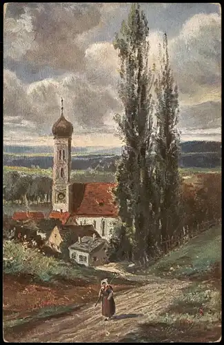 Ansichtskarte  Künstlerkarte: Mütterchen vor der Stadt 1912