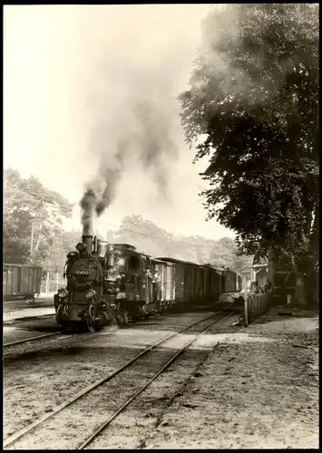 Schmalspurbahn der DDR auf Rügen Personenzug im Bahnhof Göhren 1977