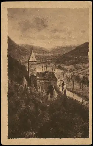 Ansichtskarte Zwingenberg Baden Schloß, Künstlerkarte 1926