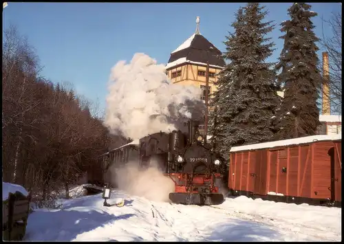 Jöhstadt (Erzgebirge) Preßnitztalbahn  Bahnhof Schlössel am 29. 12. 1996 1995