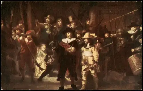 Künstlerkarte Rembrandt van Rijn Die Nachtwache The night watch 1929