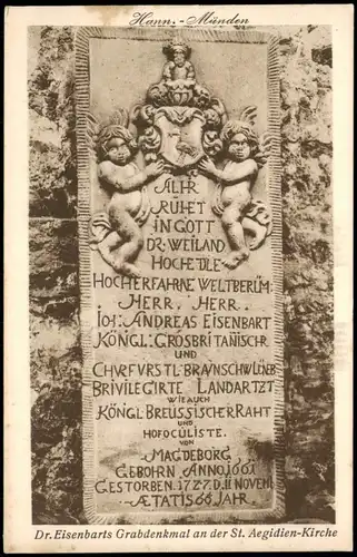 Hann. Münden Dr. Eisenbarts Grabdenkmal an der St. Aegidien-Kirche 1913