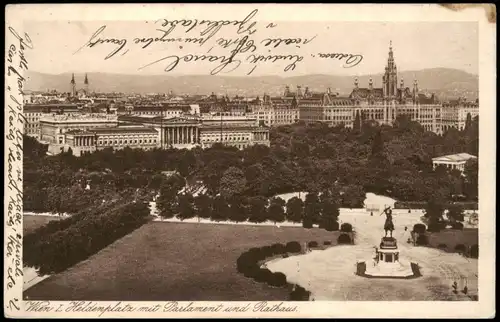 Ansichtskarte Wien Heldenplatz mit Parlament und Rathaus 1930