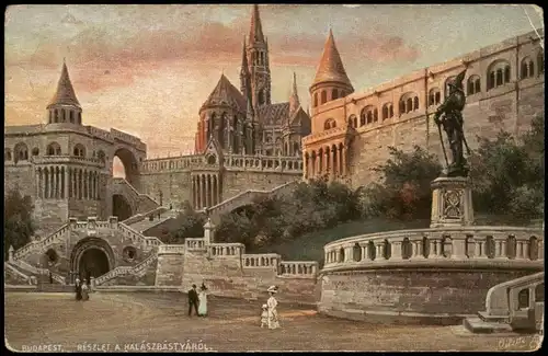 Postcard Budapest RÉSZLET A HALÁSZBÁSTYÁRÓL 1910