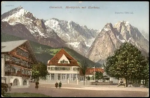 Garmisch-Partenkirchen Marktplatz Photochromiekarte Nr. 13563 1912