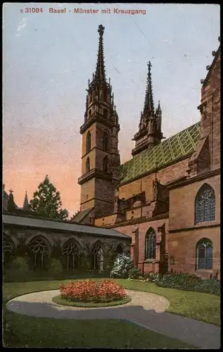 Ansichtskarte Basel Münster mit Kreuzgang 1925