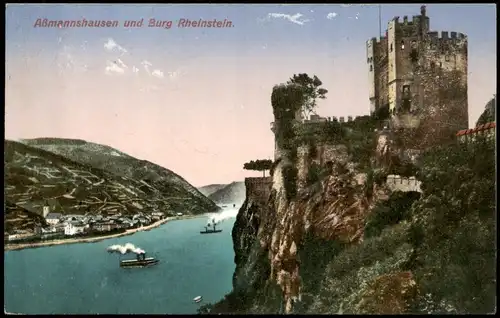 Ansichtskarte Bingen am Rhein Almannshausen Rheinstein 1918   gel. Feldpost