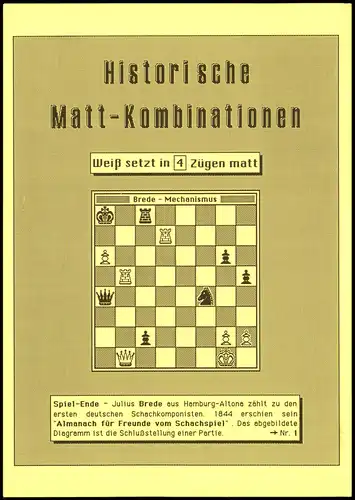 Schach Motivkarte Historische Matt-Kombination Sammelkarte Nr. 1 2000