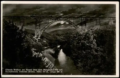 Remscheid Eilende Wolken am Abend Müngstener Tal mit Brücke 1930