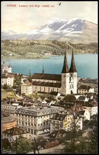 Ansichtskarte Luzern Lucerna Panorama-Ansicht mit Rigi, Schweizer Berge 1910