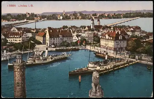 Lindau (Bodensee) Hafen Bodensee Schiffe aus der Vogelschau 1920