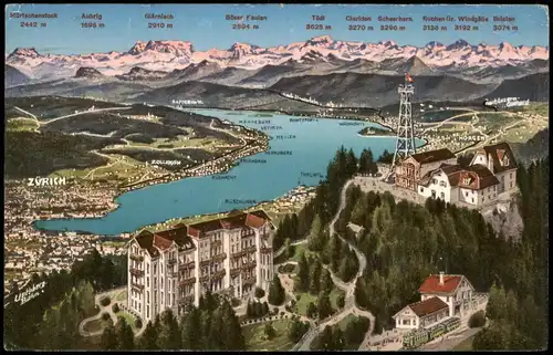 Stallikon Uto Kulm Uetliberg (Stallikon) Umland-Ansicht Zürich 1921