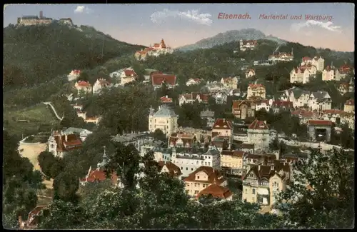 Ansichtskarte Eisenach Panorama Blick mit Mariental und Wartburg 1910