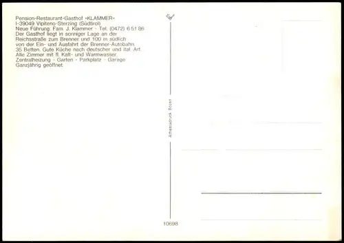 Cartoline Sterzing Vipiteno 2-Bild-Karte Gasthof Klammer Sterzing 1975