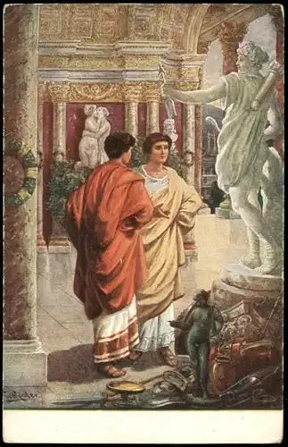 Künstlerkarte Kunstwerk Art Postcard: Petronius und Vinicius 1910