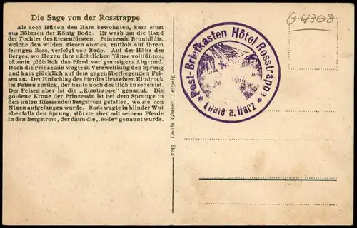 Ansichtskarte Thale (Harz) Die Sage von der Rosstrappe 1925