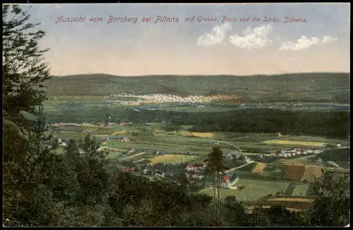 Pillnitz Blick v. Borsberg Richtung Graupa, Pirna und Sächs. Schweiz 1919