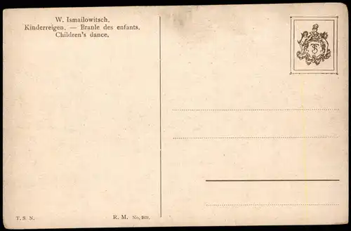 Künstlerkarte (Art Postcard) Künstler W. Ismailowitsch: Kinderreigen 1910
