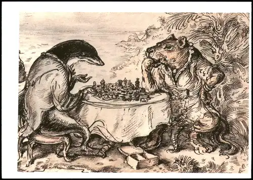 Ansichtskarte  Schach Chess - Spiel Tiere beim Schachspiel 2007