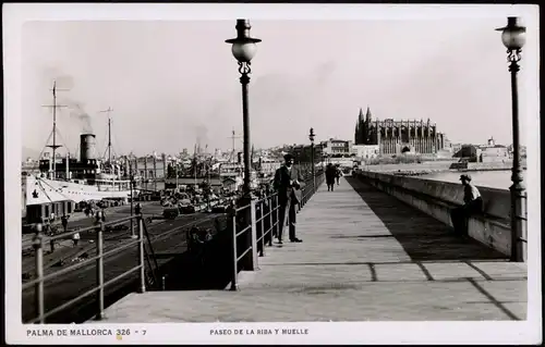 Postales Palma ( de Mallorca) PASEO DE LA RIBA Y MUELLE - Dampfer 1936