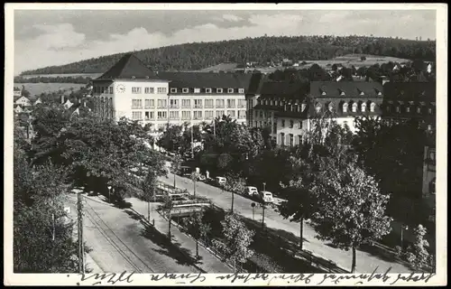 Ansichtskarte Oberschlema-Bad Schlema Straßenpartie - Kurhaus 1938