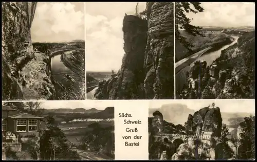 Rathen Basteibrücke Sächsische Schweiz DDR Gruss-Aus-Mehrbildkarte 1965