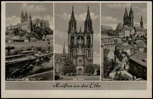 Ansichtskarte Meißen Mehrbildkarte mit Albrechtsburg und Dom Burgberg 1950