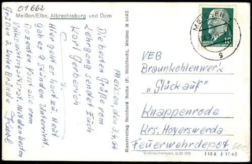 Ansichtskarte Meißen Schloss Albrechtsburg, Dom, Partie a.d. Elbe 1964