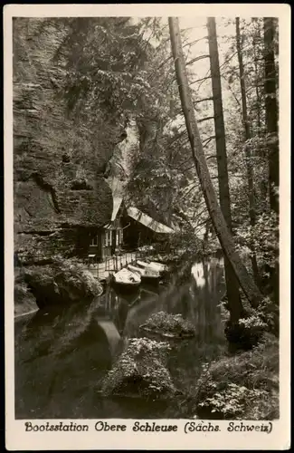 Ansichtskarte .Sachsen Bootsstation Obere Schleuse (Sächs. Schweiz) 1956