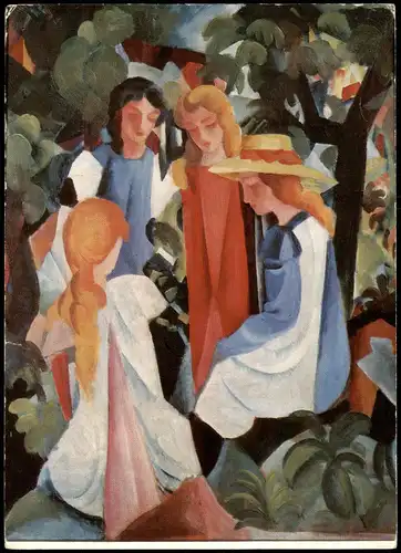 Ansichtskarte  Künstlerkarte Künstler August Macke "Vier Mädchen" 1980