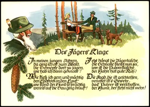 Ansichtskarte  Motivkarte Jagd & Jäger "Des Jägers Klage" 1980