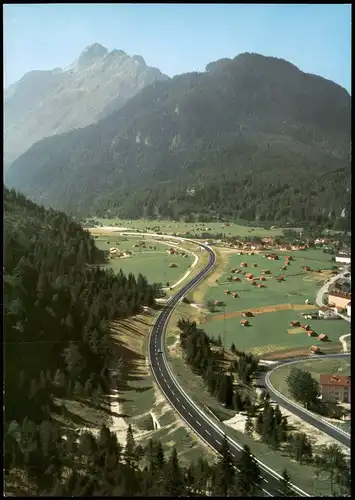 Mittenwald Umland-Ansicht Umgehungsstraße im Hintergrund die Arnspitzen 1980